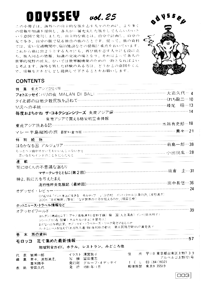 No.25 index page